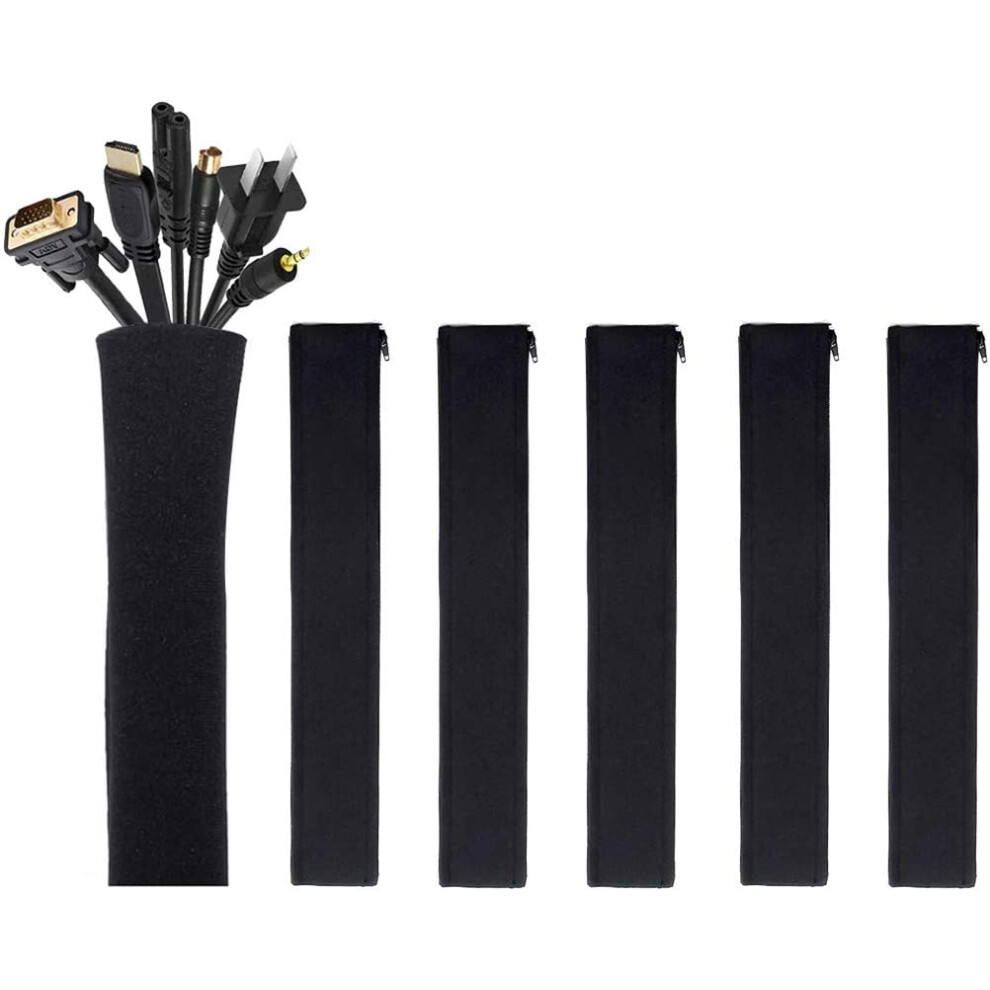 [6 Pack] Cable Management Sleeve, 19-20 Inch Cord Organizer System With Zipper For Tv Computer Office Home 9329345902918