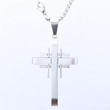 Personalized punk style daily street shot cross shape stainless steel non-fading pendant necklace