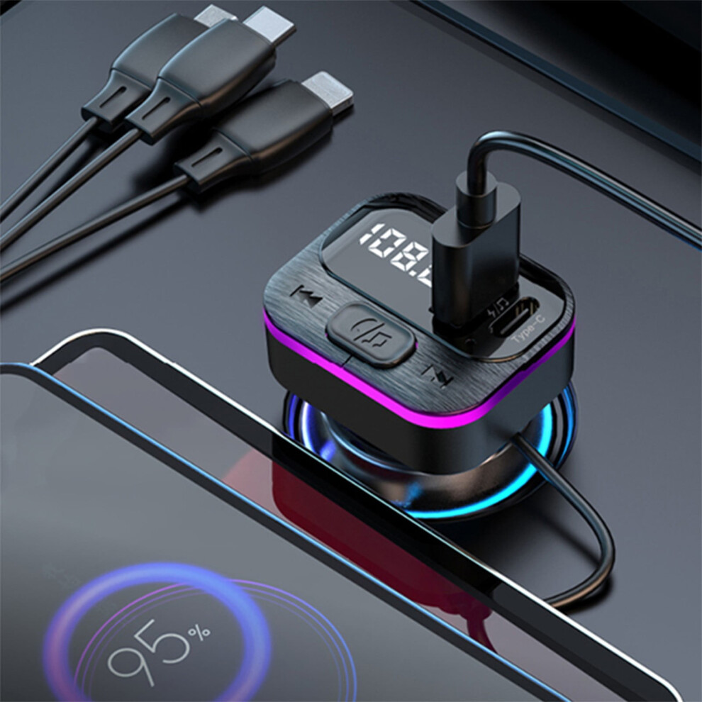 Donemore New Bluetooth Fm Transmitter Car Adapter, 66W Pd Fast Charge With 3-In-1 Cable, Wireless Fm Radio, Strong Mic, Hands-Free Call 9329345906398