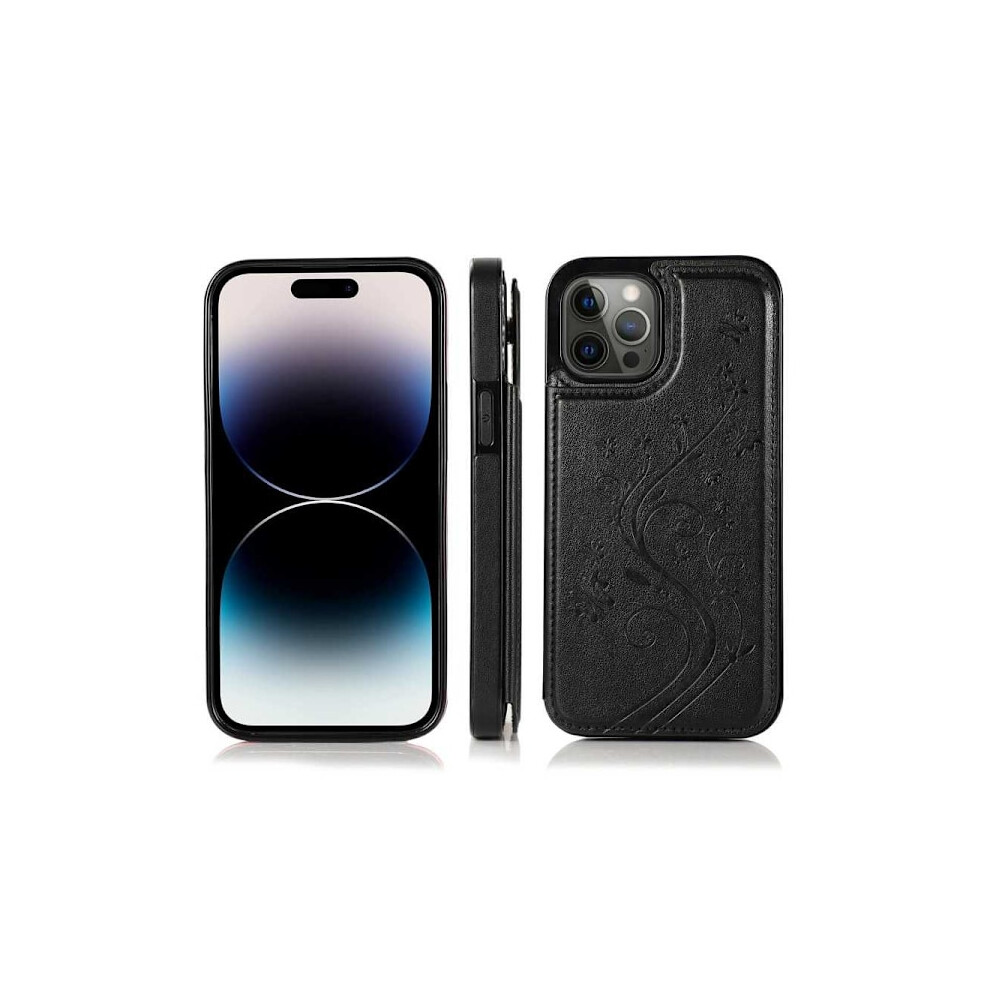 Compatible With Iphone 16 Pro Shockproof Case Card Holder 3-Compartment Flippr V2 Black 9329345906718