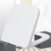 Square Soft Close Toilet Seat White with Quick Release Hinges, Adjustable Fixing 36x45cm