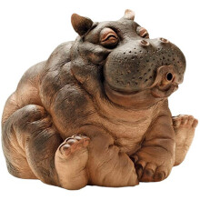 Flowing Water Hippo Statue Figurine Gift, Water Comes Out Of The Mouth, 5.5"