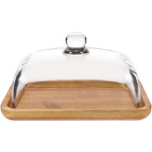 Butter Wood Dish with Glass Cover Butter Dish with Glass Lid Butter Tray Cheese Holder