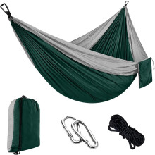Hammock Outdoor Nylon Parachute Cloth Hammock Leisure Swing Chair Camping Single Double, 270 * 140 gray spell dark green general version
