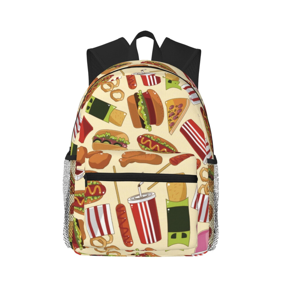 Hamburger French Fries Pizza Realistic Food Backpack Laptop Backpacks Travel Hiking Bag Business Backpacks For Women Men 9402001822291