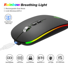 2.4GHz Wireless Bluetooth Mode Gaming Mouse Wireless Optical USB Gaming Mouse 1600DPI Rechargeable Mute Mice, Mouse