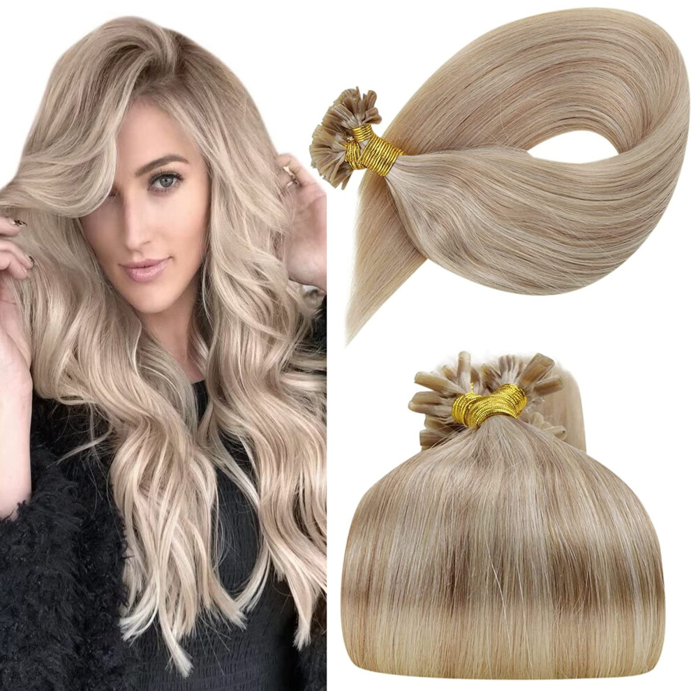 Unisex U Tip Remy Human Hair Extensions 16 Inch Keratin Pre Bonded Blonde Fusion For Salon Volume 50G