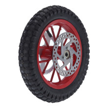 Mini 12.5x2.75in Bicycle Rear Wheel Anti-Skid Rubber & Steel Alloy for 47cc 49cc 2 Stroke Dirt Bikes, Red, Durable and Corrosion-Resistant Design