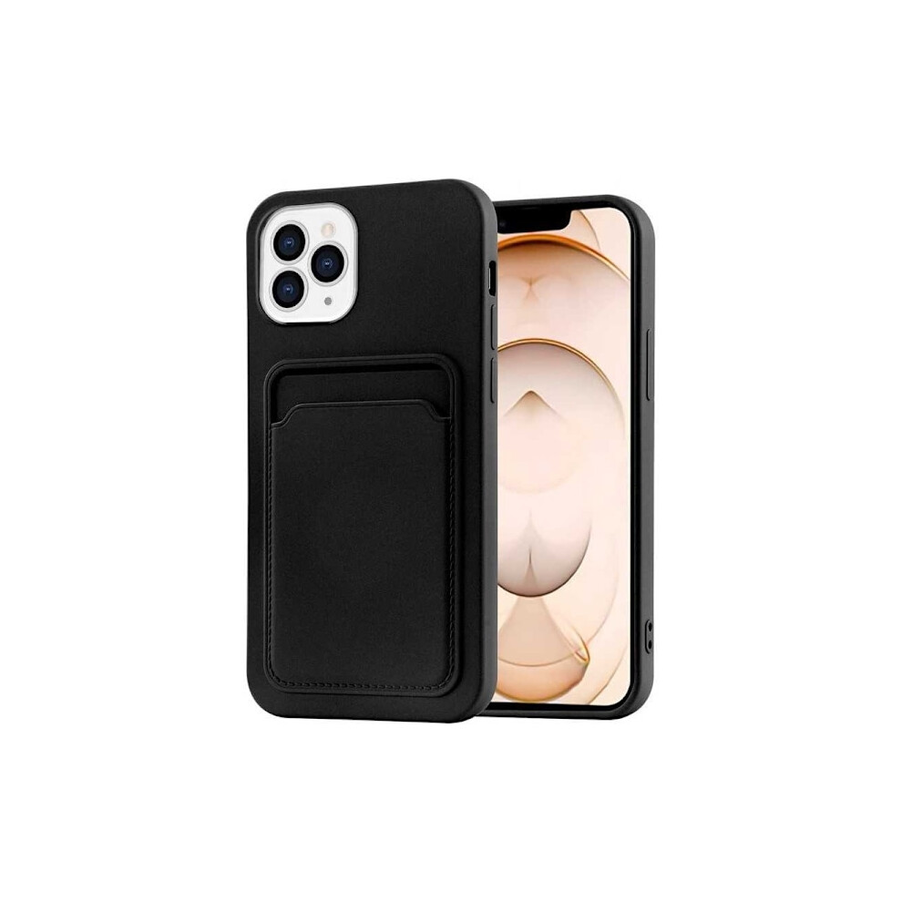 Compatible With Iphone 13 Pro Max Rubberized Shockproof Case With Card Slot Liquid Navy Blue 9181073085796