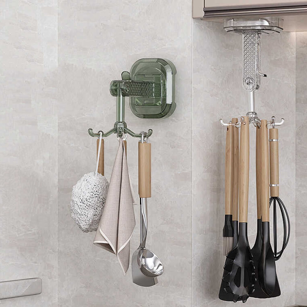 Susuchens Suction Cup Swivel Hook, Strong Load-Bearing, No Drilling, Easy Install, Bathroom & Closet Organizer, Green 9181073086380