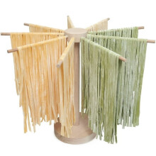 Wooden Pasta Drying Rack with 9 Bar Handles, Detachable & Portable Noodle Stand for Home Use, Easy Installation