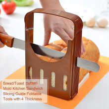 HAOFY Bread Slicer, Adjustable Toast Cutter with 4 Thicknesses, compatible with Bagel Loaf Sandwich, Folding Mold Slicing Machine