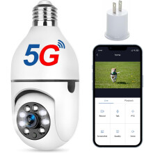 GuFamily Light Bulb Security Camera 2K 2.4GHZ / 5GHz Camera with Night Vision, Remote Control Outdoor Camera