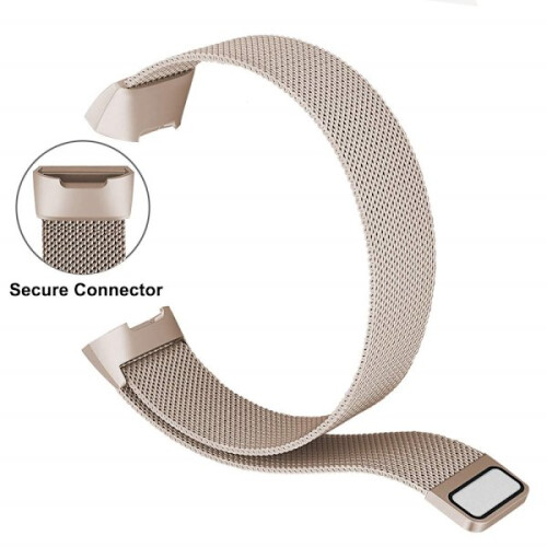 Milanese Loop Bracelet compatible with Fitbit Charge 3/4 Champagne Gold 2