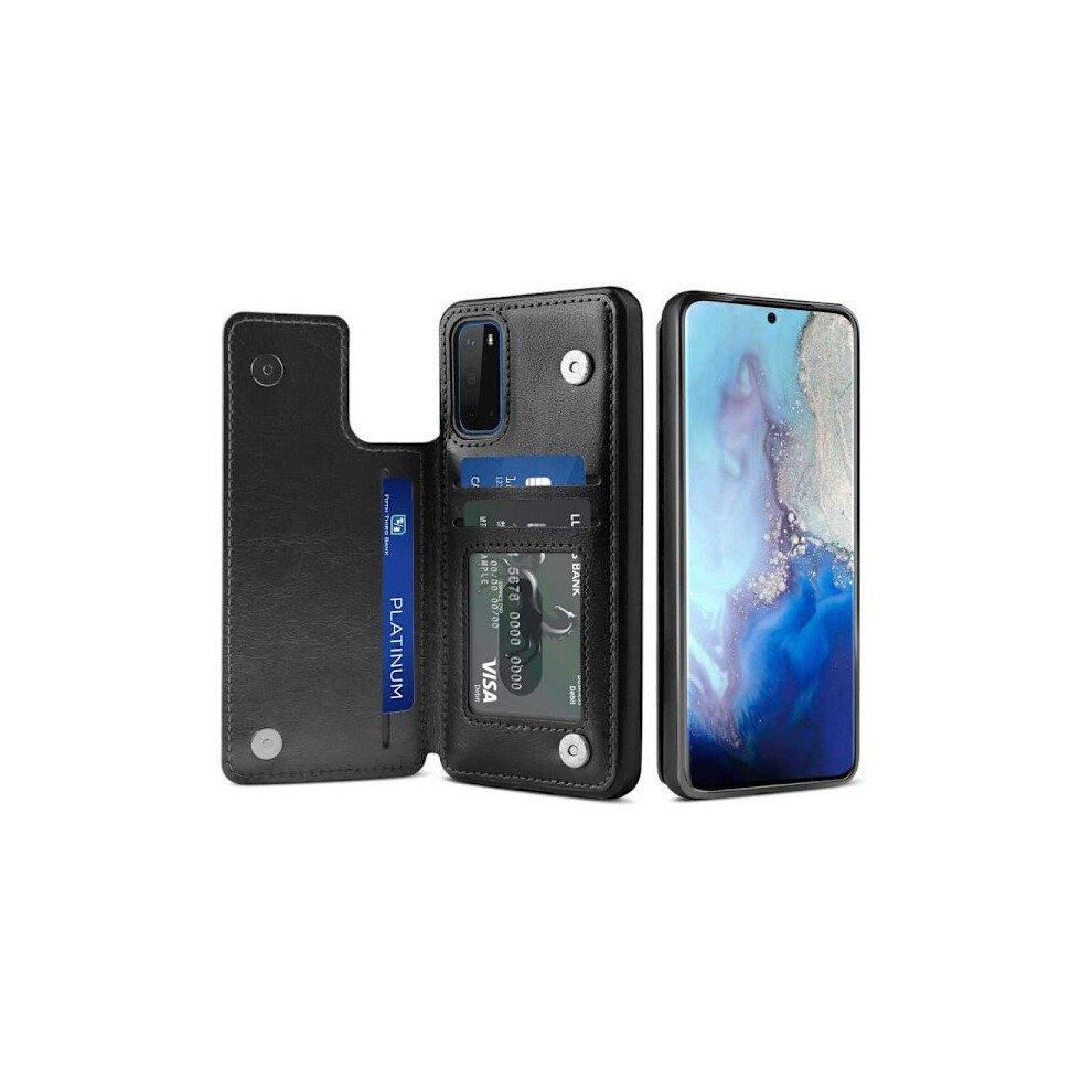 Compatible With Samsung S20 Fe Shockproof Case Card Holder 3-Compartment Flip Black 9395123023625