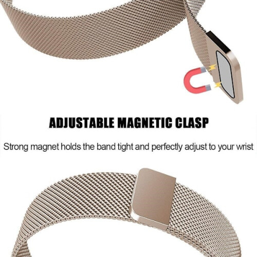 Milanese Loop Bracelet compatible with Fitbit Charge 3/4 Champagne Gold 1