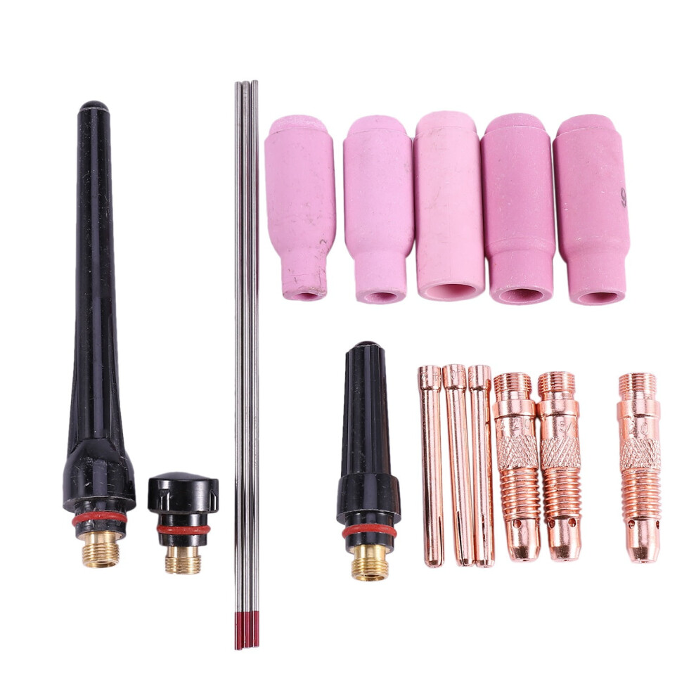 17Pcs Welders Welding Torch Tig Cup Collet Body Nozzle Kit Tungsten Electrode For Wp-17/18/26 Tig Welding Torch 9395123024134