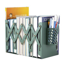 Adjustable Metal Bookends Heavy Duty with Pen Holder NonSkid Base for Office and Home Green