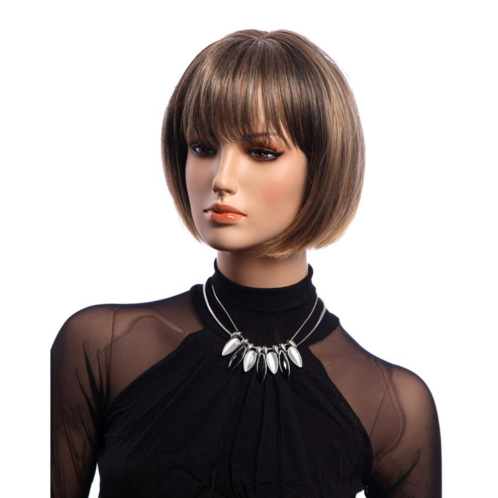 Bob Wigs for Women 12 Inch Short Straight Synthetic Wig Heat Resistant Fiber with Breathable Cap