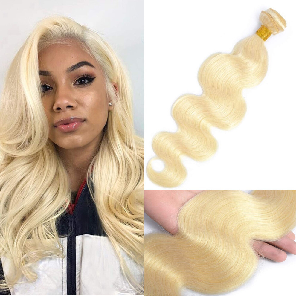 Unisex 613 Blonde Body Wave Human Hair Bundle 14' Brazilian Virgin Double Weft Ready For Dyeing