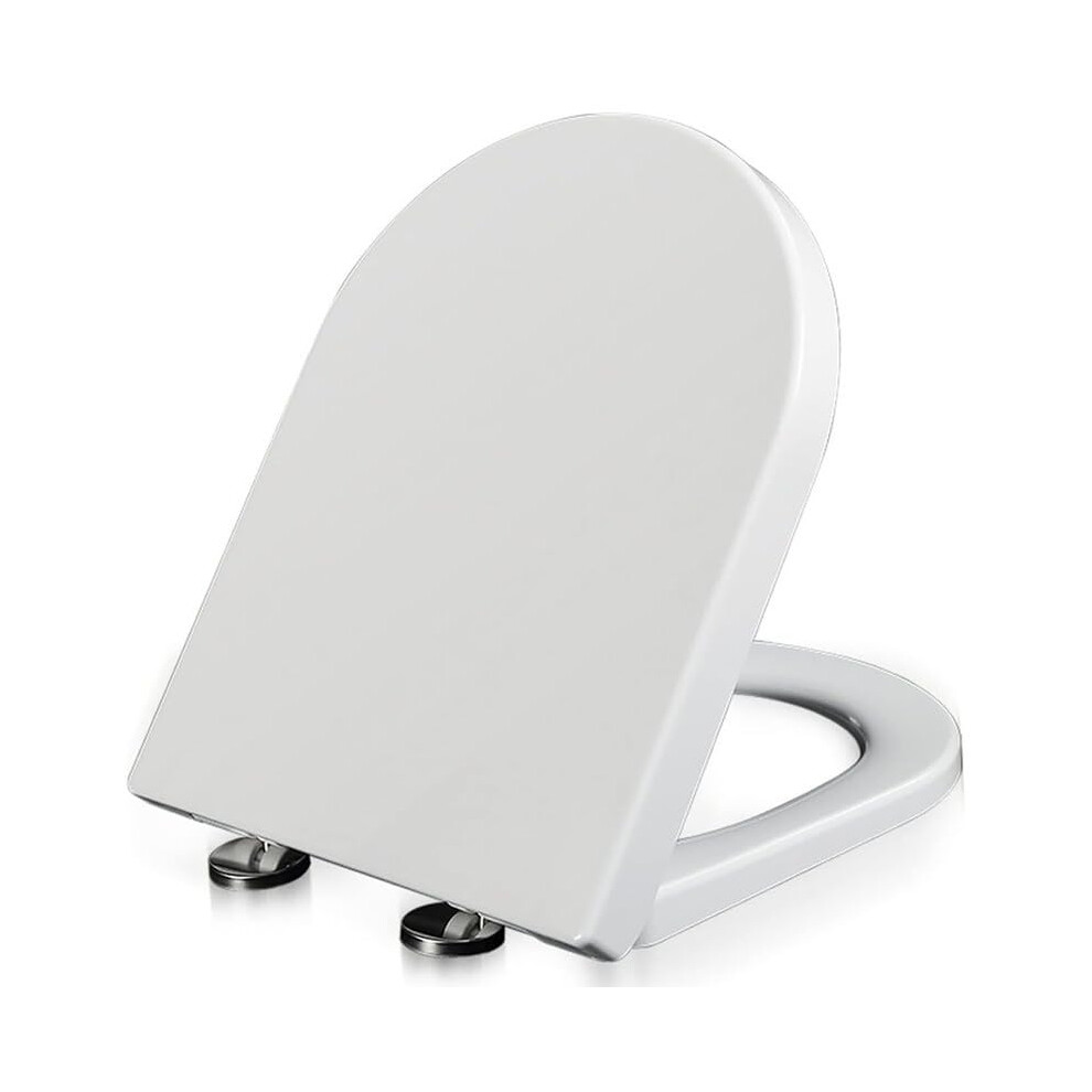 Soft Close Square Toilet Seat With Quick Release, Adjustable Hinges, White Pp Lid 36.5X45cm 9113335463578
