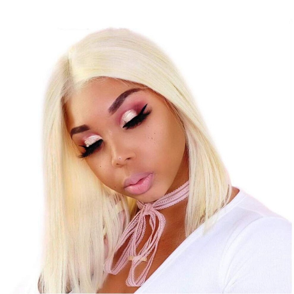613 Blonde Lace Front Wig Human Hair Brazilian Virgin Glueless for Black Women 8 Inch