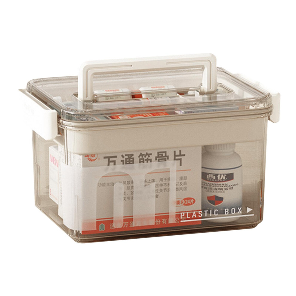 Medicine Storage Box with Handle, Clear First Aid Organizer with Secure Buckle and Removable Tray