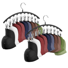 Hat Organizer for Closet, 2 Pack Metal Hat Rack with 10 NoTrace Clips for Baseball Caps and Accessories, Black