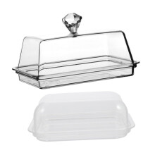 2pcs Acrylic Butter Dish with Lid Airtight Seal Microwave Safe Countertop Butter Keeper for Kitchen