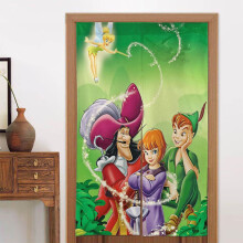 Peter Pan Door Curtain for Doorway, Pattern Print Blackout Privacy Window Curtain, Room Divider Curtain Tapestry Home Decor, 34" W X 56" L
