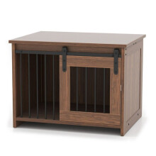 Gaiola para cachorro - HELLOSHOP26 - 80x60x60 cm - Porta deslizante - Versátil (mesa/armazenamento) - Marrom