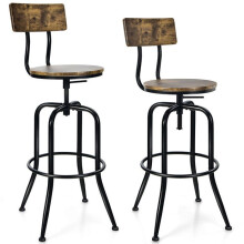 Tabourets de bar - HELLOSHOP26 - Modèle industriel - Dossier amovible - Réglable 69-76 cm - Structure métal