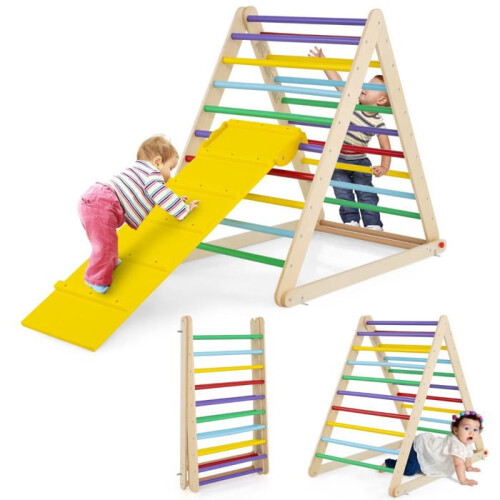 Escada de escalada triangular 120 x 71 x 110 cm 2 em 1 design dobrável para