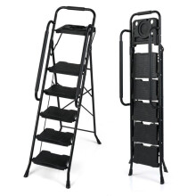Ladder - HELLOSHOP26 - 5 treden - Opvouwbaar - Gereedschapsplateau - Belastbaarheid 150 kg