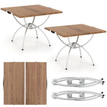 Tavoli da campeggio - HELLOSHOP26 - Design estensibile - Alluminio - Piano in imitazione legno - Pieghevoli