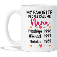 Custom Nana Mug with Name & Year - 11oz Coffee Cup Gift for Grandma, Birthday Present from Kids - compatible with future grandma