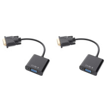 2pcs DVI to VGA Adapter Cable 1080P 24+1 DVI Male to VGA Female Video Converter for PC Display - Black