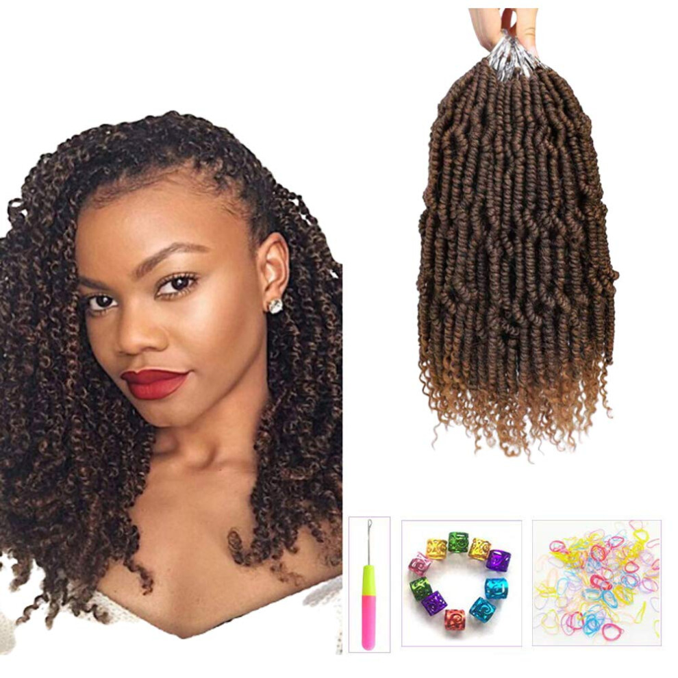 Unisex Spring Twist Crochet Hair Extensions Prelooped Nubian Bomb Twist Braids With Curly Ends T30