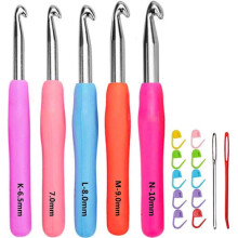 Crochet Hooks Set with Ergonomic Grip Soft Handle Aluminum Crochet Hook - Xin Size 6.5 mm 7.0 mm 8.0 mm 9.0 mm 10.0 mm