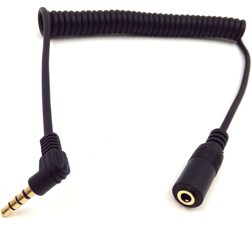Qaoquda 5Ft Plated 3.5Mm Male To Female Aux Audio Three-Channel Stereo Input 90 Degree Spring Coi Spiral Gold 9065759461695