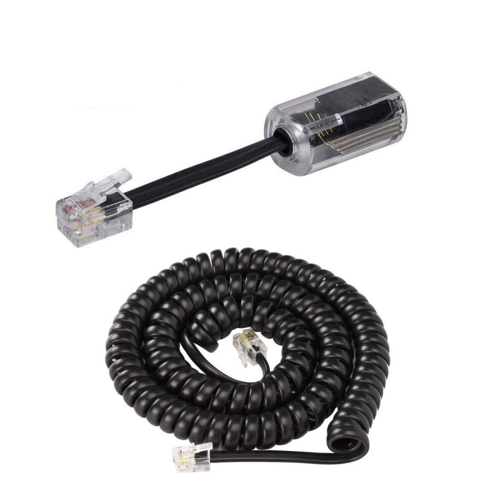 Telephone Handset Cord Detangler 1 Set, 1 Pack Landline Handset Cord Cable (7.5Ft Uncoi, 1.5 Ft Coi) And 1 Pack 9065759463125