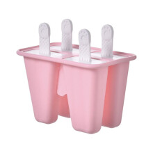 XIUH Tool Series Diy Silicone Mould Silicone 4 Hole Popsicle Mold Ice Molds Classic Molds Trays Reusable (Pink)