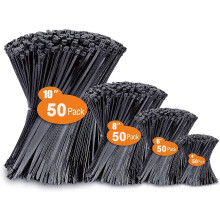 Black Cable Zip Ties,200 Pack Black Zip Ties orted Sizes 10/8/6/4 Inch,Multi-Purpose Self-Locking Nylon Cable Ties