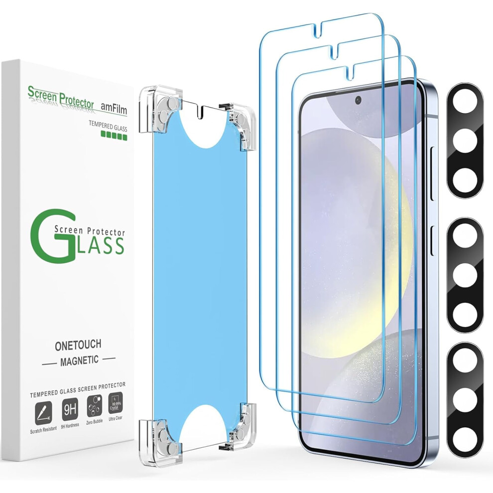 3+3 Pack Auto-Alignment Magnetic Onetouch For Compatible With Samsung Galaxy S24 Plus 6.7Â Tempered Glass Screen Protector +3 9322103975230