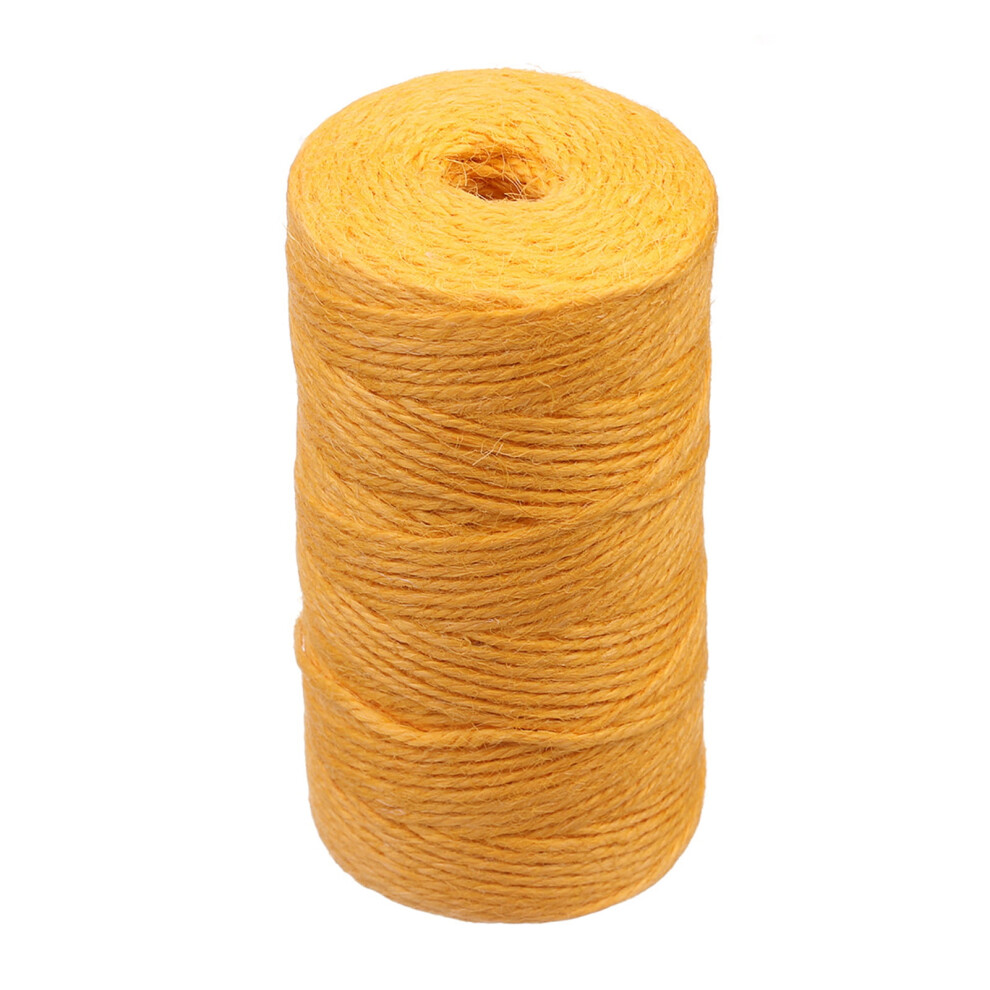 100M/Roll 2Mm Jute Twine 3 Ply Natural Cuttable Gift Wrapping Packing Diy Crafts Project Hanging Tag Decoration Hemp Rope -Yellow 9322103975650
