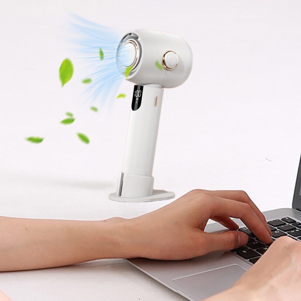 Rnemite-Amo On Clearance！New High-Speed Turbine Handheld Fan Usb Mini Portable Rechargeable Student Desktop Small Electric Fan White 9338982186766
