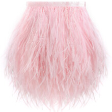 Light Pink Ostrich Feathers Trim Sewing Fringe 2Yard 3.5-4.5 inch for DIY Dress Sewing Craft Clothing Latin Wedding Dress Decoration