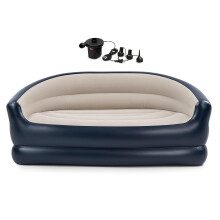 Inflatable Double Sofa with Pump, Ergonomic Flocking TwoSeater Lounge Chair for Indoor Outdoor Use
