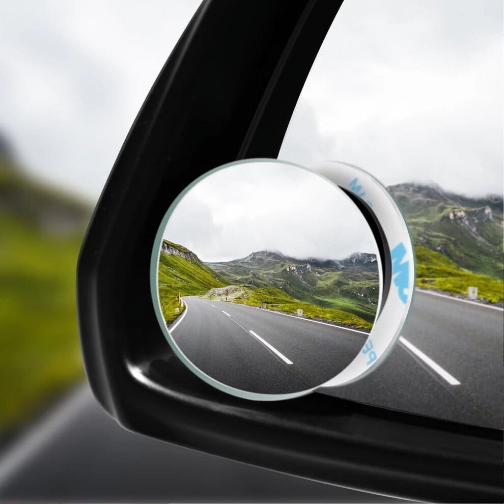 Stibadium Blind Spot Hd Glass Frameless Convex Rear View Mirror 2" Round With Wide Angle Adjustable Stick For Cars, Suv And Trucks 9499224744721