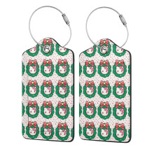 Hello Kitty Christmas Double Sided Leather Luggage Tag, Waterproof ID Card Holder 2.9" * 4.6", Compatible with Travel Accessories